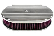 Air Cleaner, Eddie MS Cast Aluminum, 12" Oval Paper Filter, Finned Top