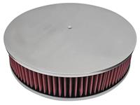 Air Cleaner, Eddie MS Billet Alum, 14" Round Washable Filter, Smooth Top