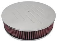Air Cleaner, Eddie MS Billet Aluminum, 14" Round Washable Filter, Ball Milled