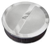 Air Cleaner, Eddie MS Billet Aluminum, 14" Round Washable Filter, Diamond Top