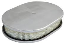 Air Cleaner, Eddie MS Billet Aluminum, 15" Oval Paper Filter, Smooth Top