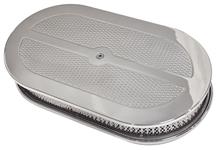 Air Cleaner, Eddie MS Billet Aluminum, 15" Oval Paper Filter, Diamond Top