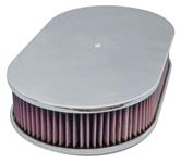 Air Cleaner, Eddie MS Billet Aluminum, 17" Oval Washable Filter, Smooth Top