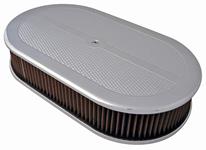 Air Cleaner, Eddie MS Billet Aluminum, 17" Oval Washable Filter, Diamond Top