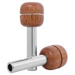 Knobs, Door Lock, Chrome Aluminum Tube w/Walnut Ball Top, 3/16" Dia X 1-1/4" (H)