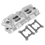 Intake Manifold, Low-Pro Dual Quad, Offenhauser, Chevy 348ci, AFB/Holley 4BBL