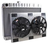 Radiator & Fans, Griffin Alum ExactFit, 1965-67 G/T/L, 17x25.5", LH Upper, 2-Row