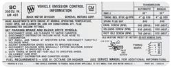 Decal, Emissions, 1972 Buick, 350-4V, AT/MT, BC 1240254