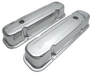 Valve Cover, 1959-77 Pontiac, Repro, Chrome, Smooth, Baffled